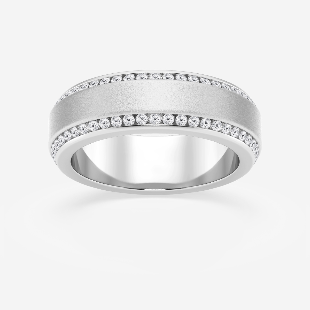 1 ctw Round Lab Grown Diamond 7mm Beveled Edge Sandblast Finish Eternity Band
